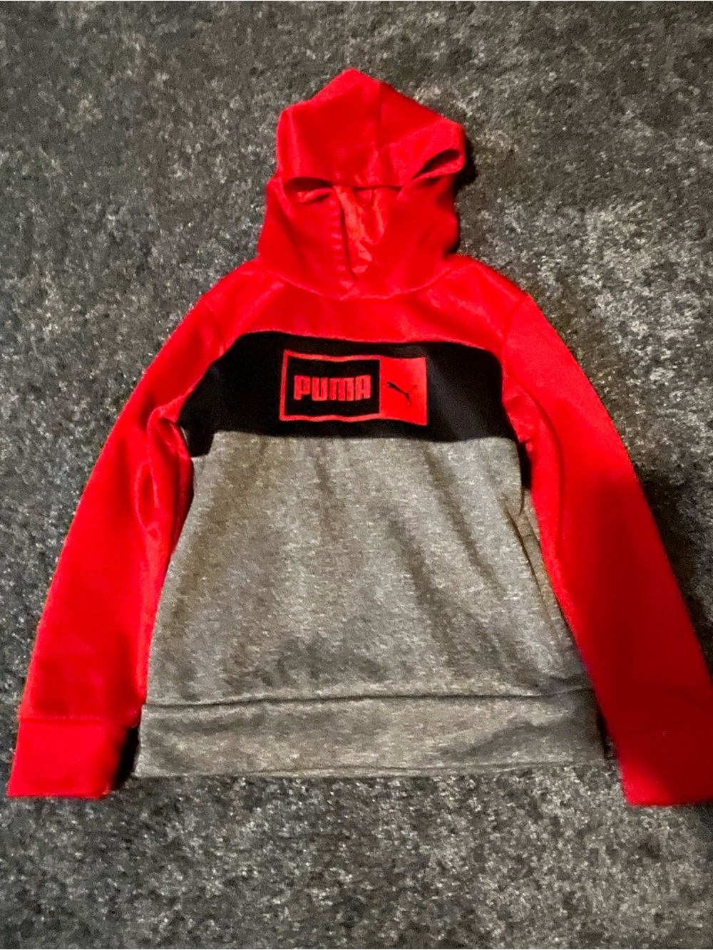 Puma Red, Black & Gray Colorblock Kids Hoodie
